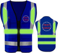 YOWESHOP High Reflective Visibility Safety Vest Custom Your Logo Safety Workwear with Reflective Strips and Front Zipper