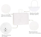 BagDream 100Pcs 16x6x12 Inches Kraft Paper Bags with Handles Bulk, Large Shopping Bags for Gifts, Grocery, Merchandise, Party Favor, Take-out, Recyclable White Paper Sacks