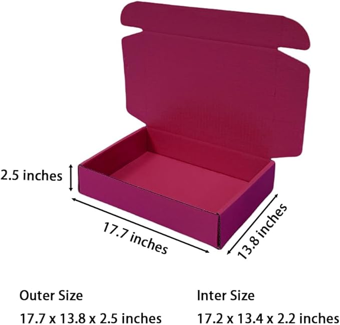 20 Pcs 17.7 x 13.8 x 2.5 inches X-Large Size Corrugated Cardboard Gift Boxes Recyclable Shipping Boxes for Mailing & Holidays, Wedding, Birthday, Gifts Packaging (Cranberry)