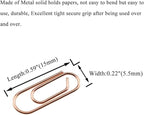 HAHIYO Paper Clips Sturdy 0.59 inches Length 50 Pack Mini Paperclips Heavy Duty Tight Grip Rust Proof Reusable Metal Bright Rose Gold for Home Office School