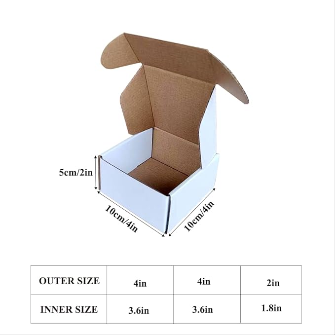 Shipping Boxes Corrugated Cardboard Mailer Boxes Literature Mailer for Packaging Small Business Craft Gifts Giving Products (White, 4x4x2)