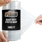 GORILLA GRIP 500% Stretch Film Heavy Duty Plastic, 1000ft Shrink Wrap Roll 10" Puncture Resistant, Industrial Strength for Shipping, Pallet Storing, Moving, Packing Furniture Protection 1 Pack Clear