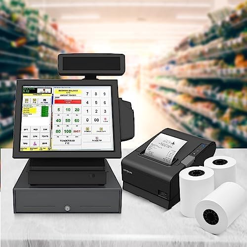 FRM 3 1/8 x 230 White Thermal Paper Receipt Rolls, Cash Register POS Receipt, POS Printer Paper, Fits All Credit Card Terminal, Receipt Paper, BPA Free