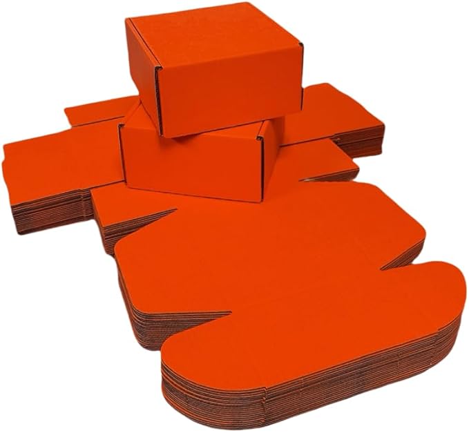 10 Pcs 9.8 x 9.8 x 4 inches Large Size Corrugated Cardboard Gift Boxes Recyclable Shipping Boxes for Mailing & Holidays, Wedding, Birthday, Gifts Packaging (Orange Red, 9.8 x 9.8 x 4")