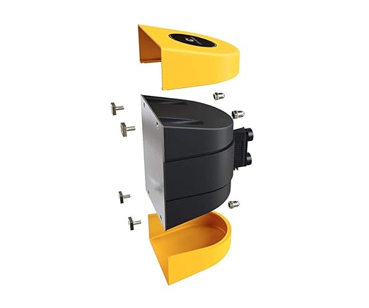 Crowd Control Warehouse - CCW Series WMB-220 Magnetic Wall Mount Retractable Belt Barrier -15 Foot, Caution Do Not Enter with Yellow ABS Case