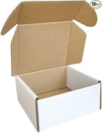 50 Pack 4x4x2'' Small Shipping Boxes, Corrugated Cardboard Mailers for Business, White (CM442)