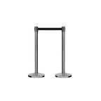 CCW Series RBB-100 - Set of 2 Stanchion Retractable Belt Barriers (9 Foot Belt, Red with"NO Entry" White Letters Belt with Satin Stainless Steel Post)