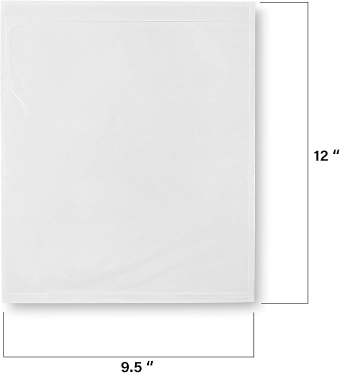 MT Products Clear Plastic Blank Envelope Pouch 9.5" x 12" - Disposable Packing List for Shipping - Pack of 50