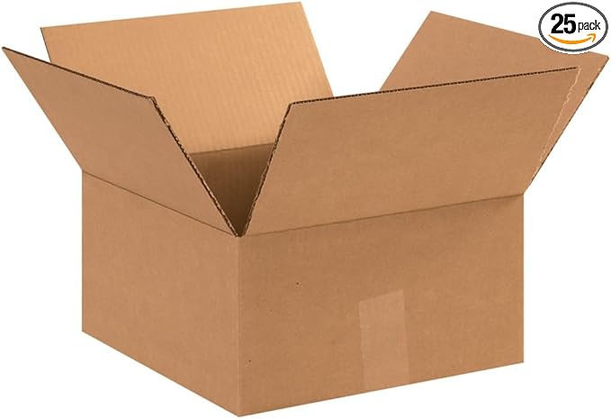 AVIDITI Shipping Boxes Flat 12"L x 12"W x 6"H, 25-Pack | Corrugated Cardboard Box for Packing, Moving and Storage