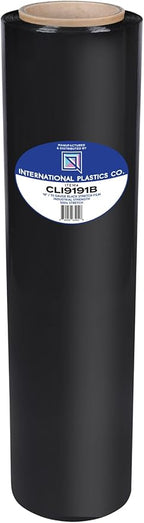 International Plastics Co. 18" Black 70 Gauge Plastic Stretch Film/Wrap 1500ft 500% Stretch Clear Cling Durable Adhering Packing Moving Packaging Heavy Duty Shrink Film