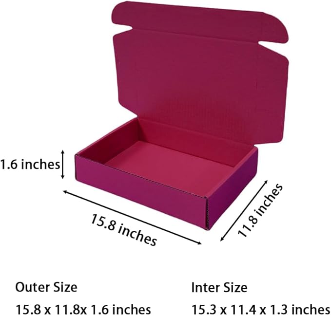 30 Pcs 15.8 x 11.8 x 1.6 inches Large Size Corrugated Cardboard Gift Boxes Recyclable Shipping Boxes for Packing Jewelry Ornament Gift Craft Packaging Supplier (Cranberry, 15.8 x 11.8 x 1.6")