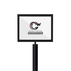 Floor Standing Sign Frame with Steel Low Profile Base, 11 inches by 14 inches Horizontal Sign Frame, Black Post