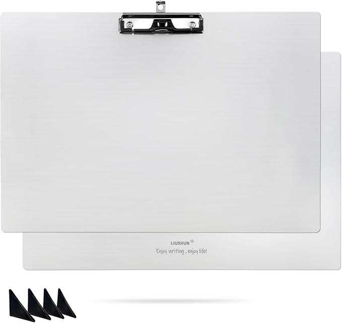 Aluminum 11x17 Clipboard A3 Metal Stainless Hangable Clipboards with Clips Art Pen Holder Extra Large Clip Board for Business Medical Professionals Workshop (Silver, A3-Single)