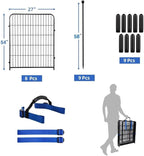 ADAVIN Tall Garden Fence Animal Barrier, 54 in(H) Dog Fence Outdoor for Yard, Wide Door Low Threshold 8 Panels Total 17.7 Ft(L) Dog Fencing,Temporary Fences for Medium/Large Pets（No Gate）