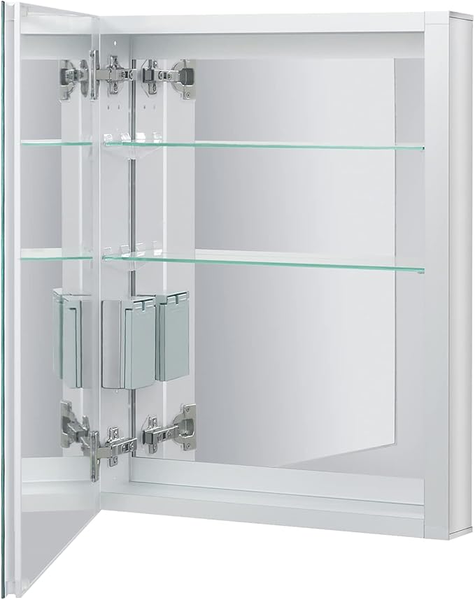 Fundin Lighted Medicine Cabinet with LED Light, Defogger, Dimmer, Outlet and USB Charger, Recessed or Surface Mount, Aluminum Material,20W x 25.6H inch
