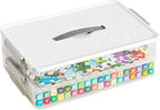 Portable Project Case Clear File Box with lids and Handle, Storage Containers for Stationery, Sewing, Art Craft, A4 Paper, 8.5" x 11" letters, Protecting Scrapbooks, Crafts, Office Supplies (2-Layer)