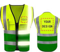 YOWESHOP High Reflective Visibility Safety Vest Custom Your Logo Safety Workwear with Reflective Strips and Front Zipper