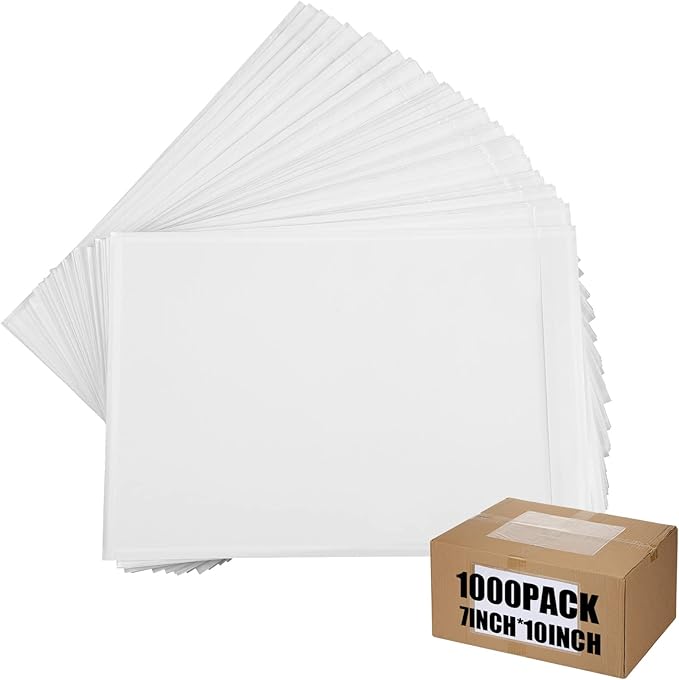Geetery 1000 Pcs 7"x10" Packing List Envelopes Clear Self-Adhesive Shipping Label Sleeves Bulk Mailing Slip Envelope Pouches Waterproof Loading Packing List Mailing Pouches for Shipping Supplies