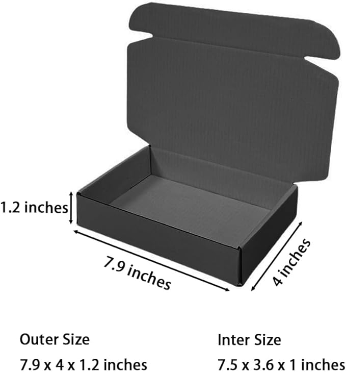 50 Pcs 7.9 x 4 x 1.2 inches Shipping Boxes for Small Business Cardboard Corrugated Mailer Boxes for Shipping Packaging Holidays Craft Gifts Phone Case Packaging (Dark Gray, 7.9 x 4 x 1.2")