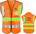 YOWESHOP High Reflective Visibility Safety Vest Custom Your Logo Safety Workwear with Reflective Strips and Front Zipper