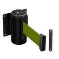 Crowd Control Warehouse - CCW Series WMB-120 Fixed Wall Mount Retractable Belt Barrier - 11 Foot, Olive Belt with Black Steel Case