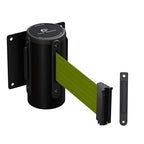 Crowd Control Warehouse - CCW Series WMB-120 Fixed Wall Mount Retractable Belt Barrier - 11 Foot, Olive Belt with Black Steel Case
