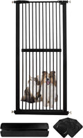 Lumizone Extra Tall Cat Gate 61.02" High Pressure Mounted Extra Wide 30.12"-34.05" (17Sizes) 1.37" Gap No Drilling Auto-Close Tall Pet Gate for Dogs (Black, 30.12"-34.05" W)