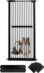 Lumizone Extra Tall Cat Gate 61.02" High Pressure Mounted Extra Wide 30.12"-34.05" (17Sizes) 1.37" Gap No Drilling Auto-Close Tall Pet Gate for Dogs (Black, 30.12"-34.05" W)