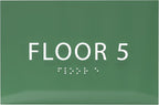 6" X4" Floor 5 Sign - ADA Compliant Tactile Graphics Grade 2 Braille Text | Wall Mount Plastic Directional Assistance, Floor Number Sign for Office, Schools, Hospitals, Apartments