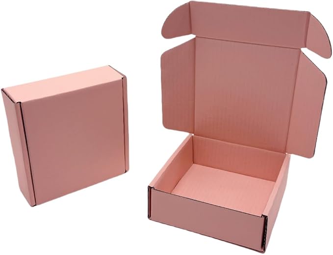 15 Pcs 6 x 6 x 2 inches Corrugated Cardboard Gift Boxes Recyclable Shipping Boxes for Mailing & Holidays, Wedding, Birthday, Gifts Packaging (Powder Pink, 6 x 6 x 2")