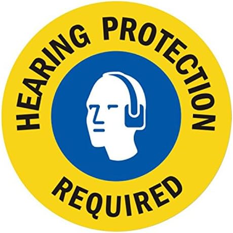 Mighty Line Hearing Protection Required Floor Sign Sticker, Heavy-Duty, Peel and Stick Adhesive, 24"