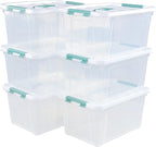 Gainhope 6 Packs 14 L Plastic Stackable Storage Bin Container Box with Latching Lid, Clear Organizer Bins with Handle