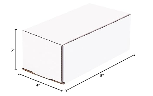 Box USA BM843 8"L x 4"W x 3"H, White (Pack of 50)