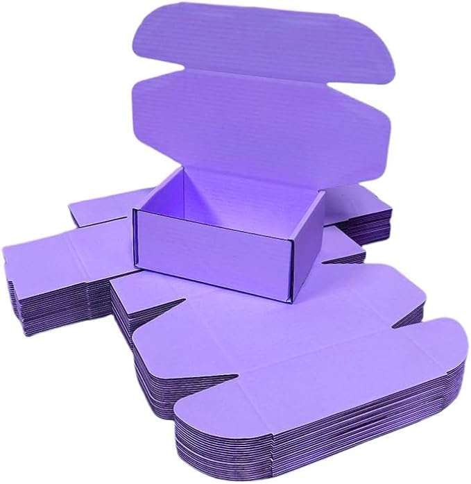 50 Pcs 4.3 x 3.1 x 2 inches Mini Size Corrugated Cardboard Gift Boxes Recyclable Shipping Boxes for Packing Jewelry Ornament Gift Craft Packaging Supplier (Lavender, 4.3 x 3.1 x 2")