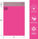 POLYSELLS 100 pcs 9x12 Inches Pink Poly Mailers Shipping Envelopes, Strong Adhesive Sealing, Waterproof, and Tear-resistant Postal Mailing Bags for Clothing, Books, and Accessories
