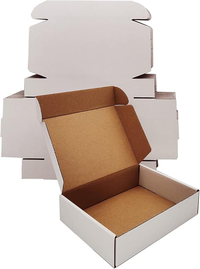 50 Pack, Small Shipping Box,9x6x2'',Corrugated Mailer,Wonfer Cardboard Box, White