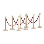 Gold Stanchions Posts, 8 Packs Stanchions Set Crowd Control Barriers with 4.9 ft Red Velvet Rope, Stanchion and Velvet Ropes Red Carpet Poles for Party Supplies