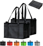 NZ home Large Insulated Cooler Bag and Food Warmer for Delivery & Grocery Shopping with Zippered Top, Black (1 Pack)