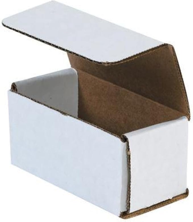 Secure Seal Shipping Boxes - 4x2x2" Mailers - White Foldable Corrugated Cardboard Packaging for Mailing, Moving, Storage, and Organizing - Strong Lightweight Foldable (Bulk 50 Pack)