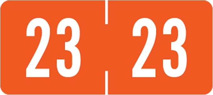 Doctor Stuff 2023 Year Stickers, Dark Orange, 500/Roll, 1/2" x 1-1/8", Medical Folder Labels, End Tab Stickers, Yearly File Labels