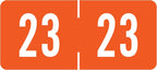 Doctor Stuff 2023 Year Stickers, Dark Orange, 500/Roll, 1/2" x 1-1/8", Medical Folder Labels, End Tab Stickers, Yearly File Labels