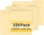 File Folder, PANDRI 220 Pack File Folder, 1/3 Cut Tab, Letter Size, Filing Folder for Office School Business, Manila
