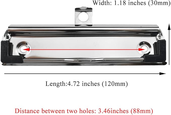 HAHIYO 4.72 Inches Silver Metal Clipboard Clips with Rubber Grips 5 Pack Mountable Sturdy Strong Springs with Rivets Document File Wood Plastic Clips Board for Office School Home