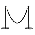 4 PCS Stanchion Posts with 2 Velvet Ropes, Black & Gold Crowd Control Barriers with Fillable Base, Stainless Steel Ball Top Poles for Event, Red Carpet, Museum & Wedding Decor