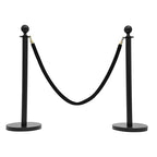 4 PCS Stanchion Posts with 2 Velvet Ropes, Black & Gold Crowd Control Barriers with Fillable Base, Stainless Steel Ball Top Poles for Event, Red Carpet, Museum & Wedding Decor