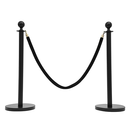 4 PCS Stanchion Posts with 2 Velvet Ropes, Black & Gold Crowd Control Barriers with Fillable Base, Stainless Steel Ball Top Poles for Event, Red Carpet, Museum & Wedding Decor