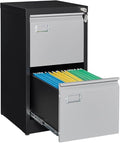 2 Drawer File Cabinet, Filing Cabinets for Home Office, Metal Vertical File Storage Cabinet with Lock, Locking File Cabinet for A4 Legal/Letter, 15.1" W x 17.7" D x 28.7" H, Assembly Required