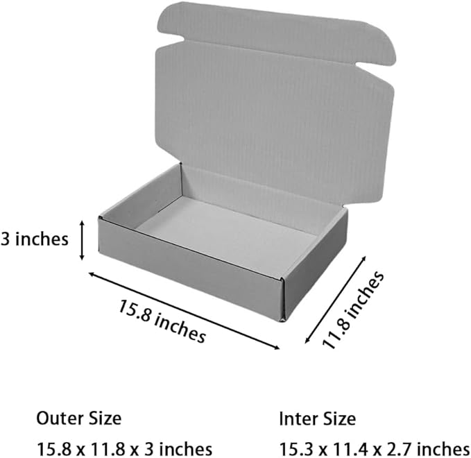 20 Pcs 15.8 x 11.8 x 3 inches Larger size Shipping Boxes for Small Business Cardboard Corrugated Mailer Boxes for Shipping Packaging Holidays Craft Gifts Giving Products (Gray, 15.8 x 11.8 x 3")