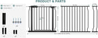 Extra Wide Baby Gate Tension Indoor Safety Gates Black Metal Large Pressure Mounted Pet Gate Walk Through Long Safety Dog Gate for The House Doorways Stairs (62.2"-66.93"/158-170CM, Black)