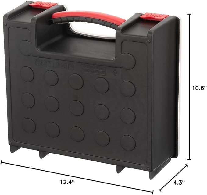 INTERTOOL Hardware Organizer with 7 Deep Removable Bins - Small Parts Storage Tool Box for Nuts, Bolts, Screws, Nails - Portable Handle Transparent Lid with Locks BX08-4032